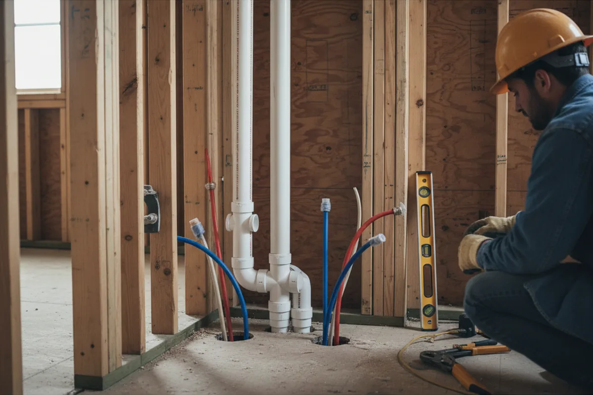 Drain and supply rough-in during Drain Cleaning in Mount Olive